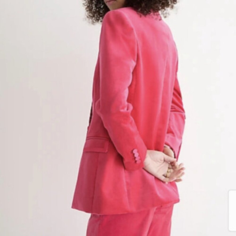 J. Crew Collection Willa blazer in tipped stretch velvet Dragonfruit size 00 - Picture 3 of 9